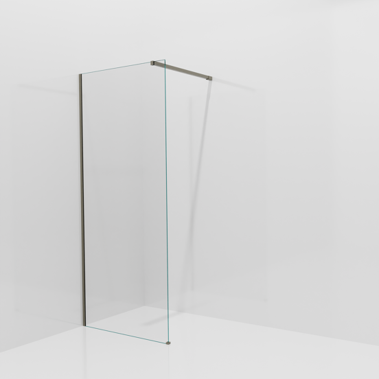 Balmani Modular douche à l'italienne: 90 x 200 cm, Verre transparent, Profil Gris pierre