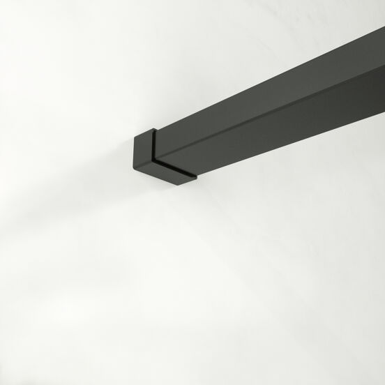 Balmani Framed Walk-In Dusche: 140 x 210 cm, Klarglas, Schwarzes Profil, matt