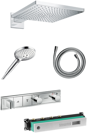 Hansgrohe Rainselect thermostatische inbouw regendoucheset met vierkante regendouchekop 30 cm glanzend chroom