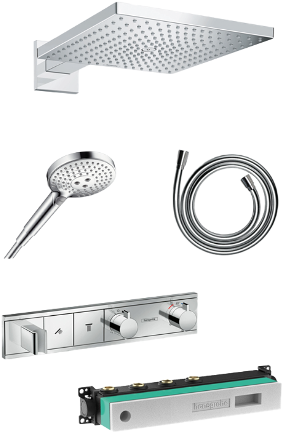 Hansgrohe Rainselect thermostatische inbouw regendoucheset met vierkante regendouchekop 30 cm glanzend chroom