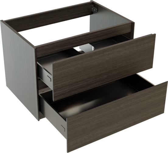 Storke Edge zwevende wastafelonderkast 75 x 52 cm donkere eik 2 lades