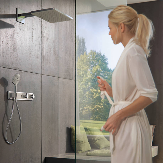 Hansgrohe Rainselect thermostatische inbouw douchekraan met handdouchehouder 2 functies glanzend chroom en wit