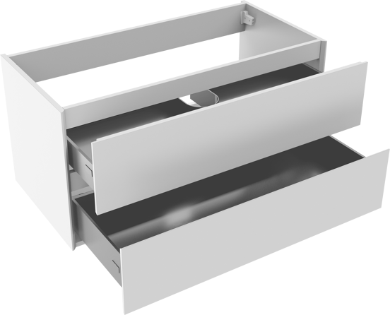 Storke Edge hängender Waschbeckenunterschrank: 105 x 52 cm, Weiß glänzend, 2 Schubladen