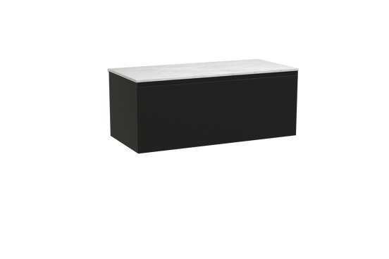 Balmani Idra meuble salle de bains suspendu 120 x 55 cm noir mat avec Stretto tablette simple ou double en marbre carrara