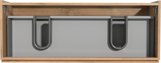 Storke Delta zwevend wastafelonderkast 120 x 48 cm natuur eik 2 lades 2 sifonuitsparingen