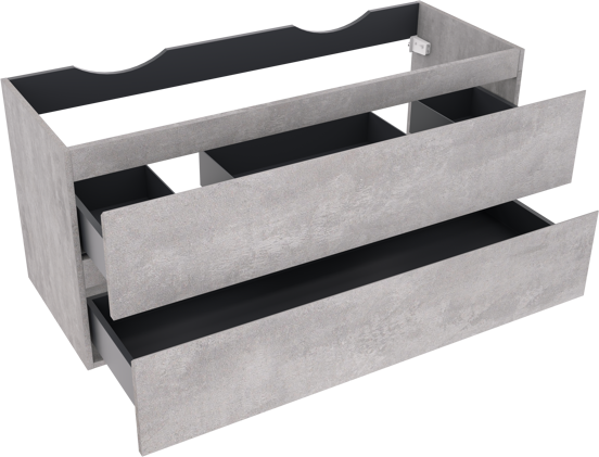 Linie Lado zwevende wastafelonderkast 120 x 46 cm beton donkergrijs 2 lades 2 sifonuitsparingen