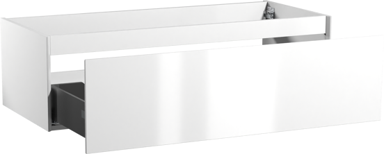 Storke Edge hängender Waschbeckenunterschrank: 120 x 52 cm, Weiß glänzend, 1 Schublade