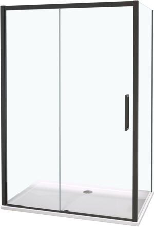 Luca Varess Senses douchehoek met schuifdeur en vaste zijwand 90 x 120 cm helder glas mat zwart profiel