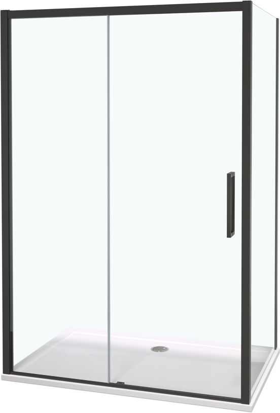 Luca Varess Senses douchehoek met schuifdeur en vaste zijwand 90 x 120 cm helder glas mat zwart profiel