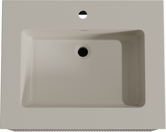 Storke Ribs zwevend badkamermeubel 65 x 52 cm notelaar met Diva enkele wastafel in top solid zijdegrijs, Verticale symmetrische rechte ribbel