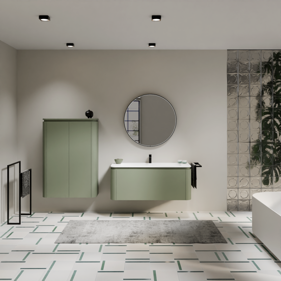 Balmani Moon colonne salle de bains suspendu vert sauge 90 x 32 x 130 cm