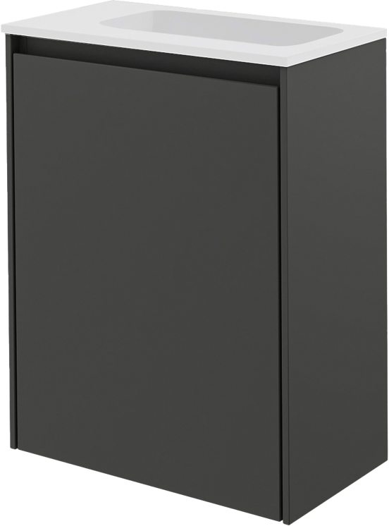 Storke Edge meuble wc suspendu 40 x 22 cm noir mat avec Fina lavabo en Solid Surface mat