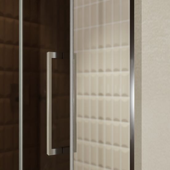 Balmani Senses Design douche draaideur links 140 cm x 210 cm Brons glas, Chroom profielen, met coating