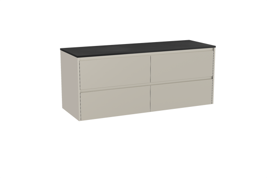 Storke Seda hängendes Möbelstück Set: 150 x 52 cm, Seidengrau, mit Panton Einzel- oder Doppel Waschtischplatte, Pulverbeschichtetes MDF Schwarz matt