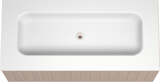 Balmani Adagio meuble salle de bains suspendu 120 x 55 cm chêne vieilli avec Tablo Arcato plan simple pour 2 trous de robinet en solid surface blanc mat