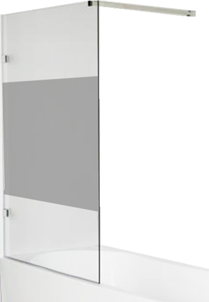 Luca Varess Solid Badewannenaufsatz: 95 cm, Klarglas mit mattiertem Streifen, Chrom Profil