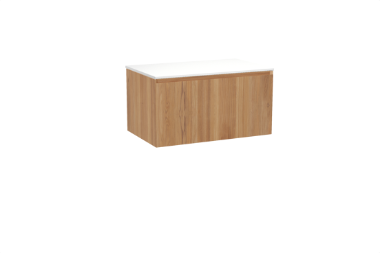 Balmani Idra hängendes Möbelstück Set: 90 x 55 cm, Teak, mit Stretto Einzel Waschtischplatte, Solid Surface Weiß matt