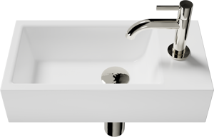 Luca Varess Cubic midi Lave-mains blanc brillant Porcelaine 40x20cm droite avec robinet chrome et fournitures
