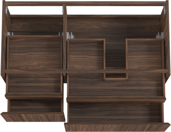 Balmani Fila zwevende wastafelonderkast 120 x 55 cm asymmetrisch rechts fineer notelaar 4 lades