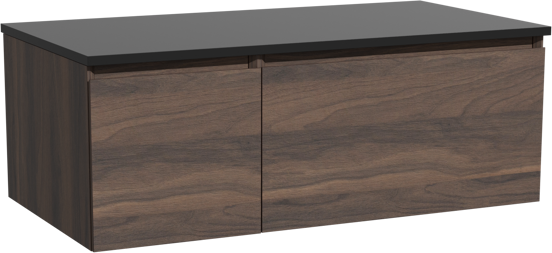 Storke Edge hängendes Möbelstück Set: 100 x 52 cm, Nussbaum, mit Panton Einzel Waschtischplatte, Pulverbeschichtetes MDF Schwarz matt