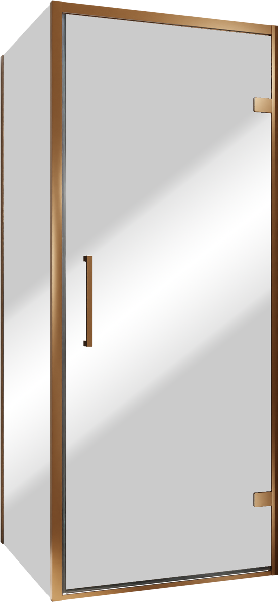 Balmani Senses Design douche d'angle avec porte pivotante à droite et paroi latérale fixe, 90 x 100 cm, Verre miroir reflex, Profil Brushed Rosegold