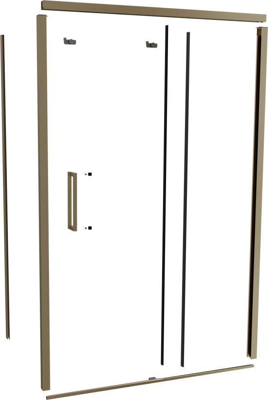 Balmani Senses Design 140 cm rechts douchecabine met schuifdeur profielenset brushed champagne gold
