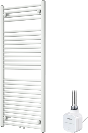Vipera Kanza enkele handdoekradiator 50 x 120 cm elektrische verwarming mat wit zij- en middenaansluiting 500W, weerstand inbegrepen