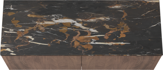 Balmani Eclips hängendes Möbelstück Set: 150 x 55 cm, Amerikanischer Nussbaum, mit Stretto Einzel- oder Doppel Waschtischplatte Portoro Gold Marmor