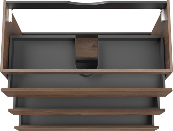 Linie Lado meuble sous-vasque a poser 100 x 46 cm chêne brun 3 tiroirs