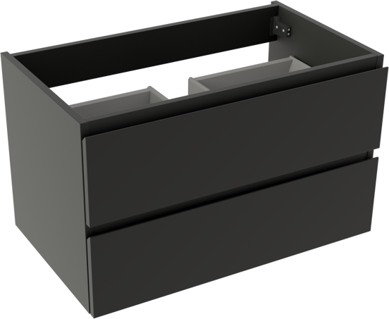 Storke Delta zwevende wastafelonderkast 80 x 48 cm mat zwart 2 lades