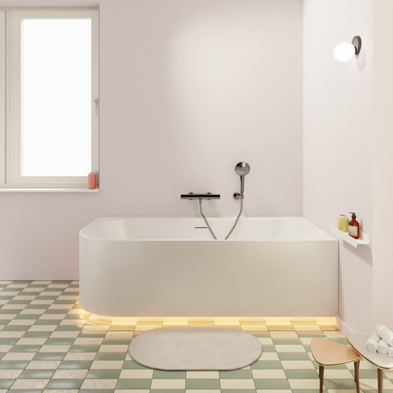 Luca Varess Laguna baignoire balnéo d'angle droite avec LED 170 x 85 cm acrylique blanc mat
