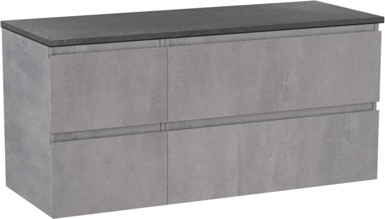 Linie Lado zwevend badkamermeubel 120 x 46 cm beton donkergrijs met Lado enkel of dubbel tablet in melamine leisteen grijs