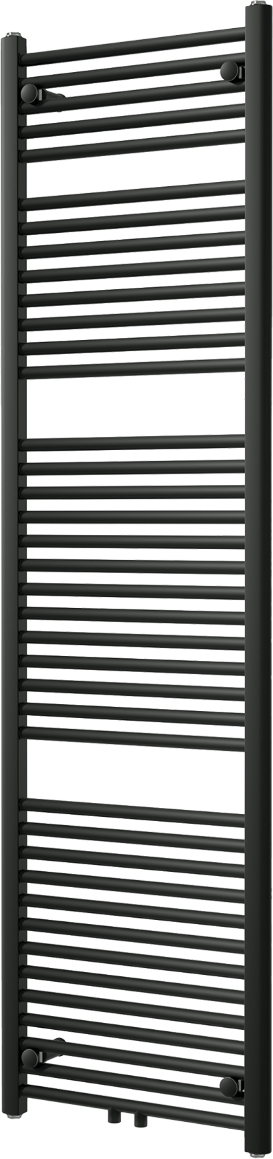 Vipera Kanza enkele handdoekradiator 50 x 180 cm centrale verwarming mat zwart zij- en middenaansluiting 814W