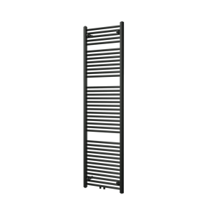 Vipera Kanza enkele handdoekradiator 50 x 180 cm centrale verwarming mat zwart zij- en middenaansluiting 814W