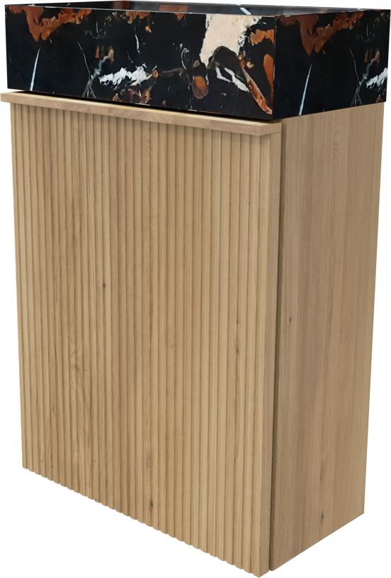 Balmani Forma zwevend toiletmeubel 42 x 21 cm natuur eik met Dama wastafel in Portoro Gold marmer