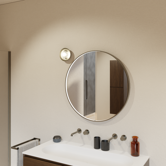 Balmani Secret miroir rond Brushed Gunmetal lumineux et anti-buée Ø 80 cm