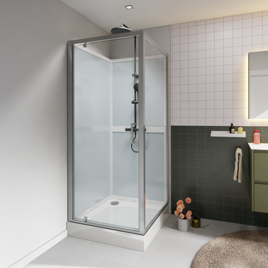 Luca Varess Talan cabine de douche avec portes pivotantes 90 x 90 cm verre transparent profil chrome mat