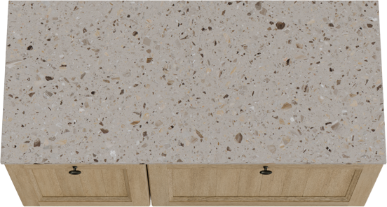 Balmani Lemon meuble salle de bains suspendu 120 x 55 cm chêne vieilli avec Stretto tablette simple ou double en terrazzo greige terrazzo