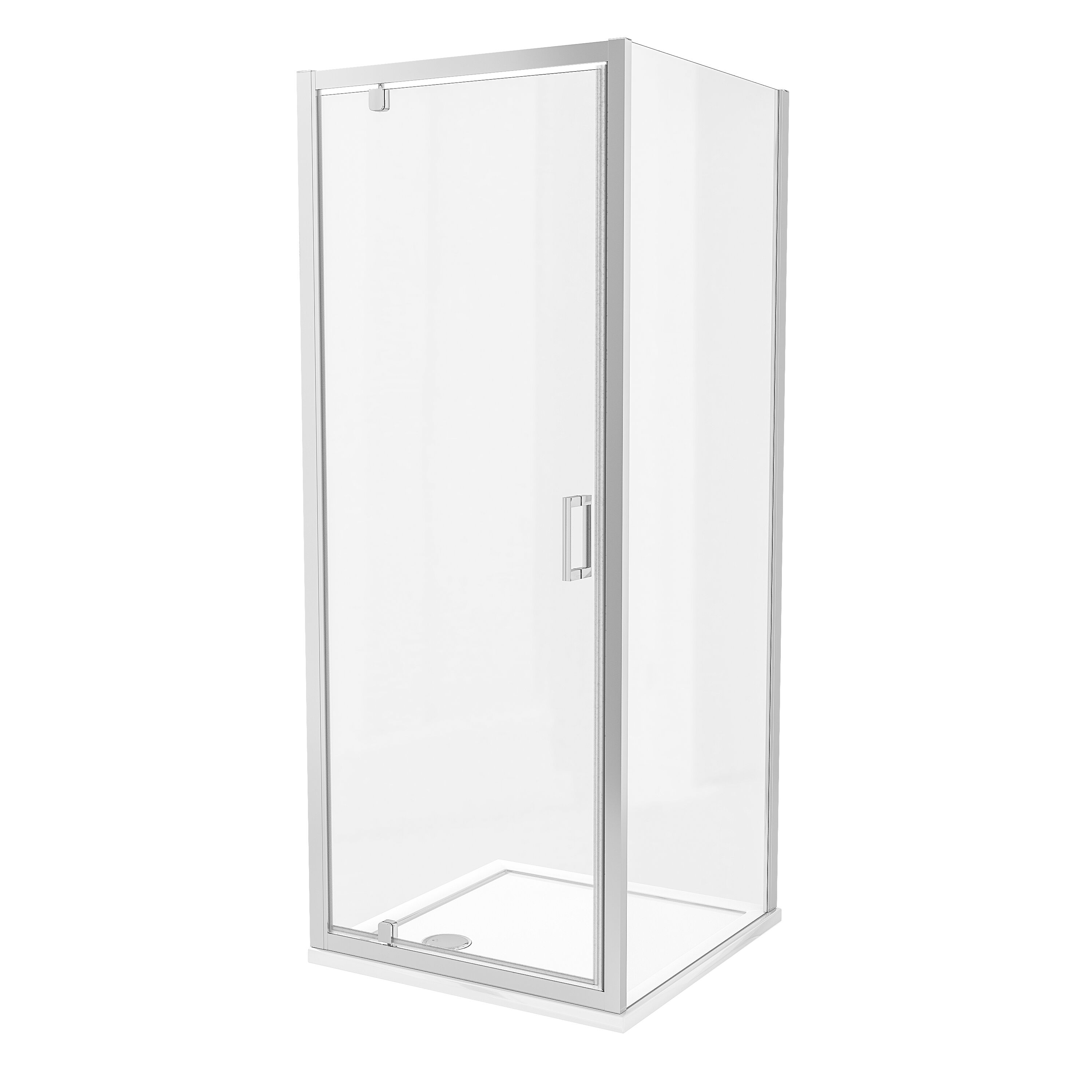 Luca Varess Vidor douchehoek met draaideur en vaste zijwand 80 x 80 cm helder glas glans chroom profiel