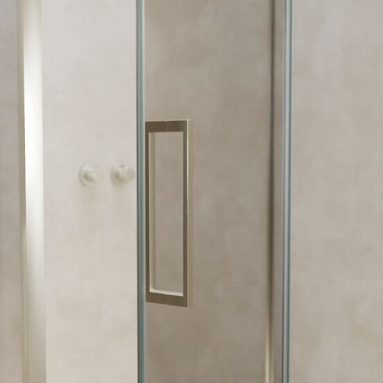 Balmani Senses Design douchecabine met rechtse draaideur en vaste zijwand, 120 x 90 cm, Helder glas, Brushed CoolMetal profielen, met coating