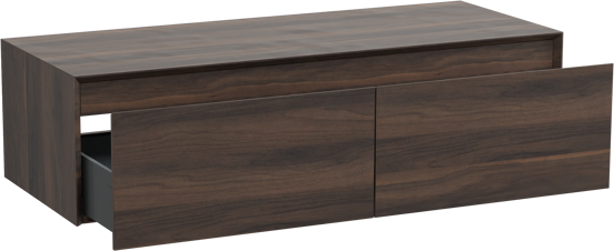 Storke Edge Modulo hängender Waschbeckenunterschrank: 120 x 48 cm, Nussbaum, 2 Schubladen