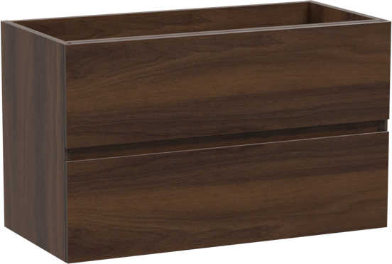 Storke Edge zwevende wastafelonderkast 80 x 40 cm notenhout 2 lades