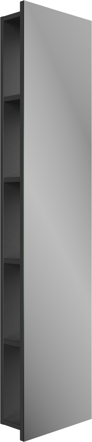 Storke zwevende badkamerkast open met spiegel mat zwart 36 x 16 x 154 cm