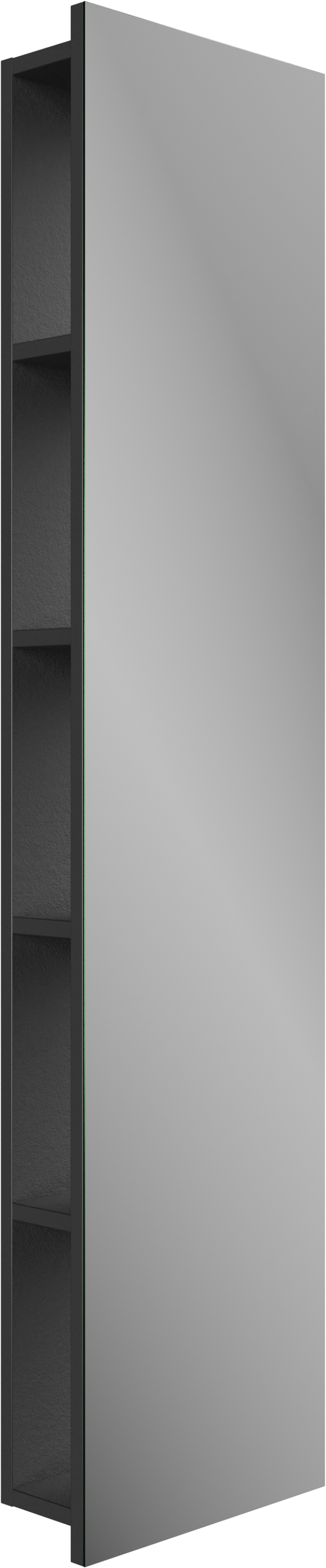 Storke Badhochschrank: Hängend, Offen mit Spiegel, Schwarz matt, 36 x 16 x 154 cm