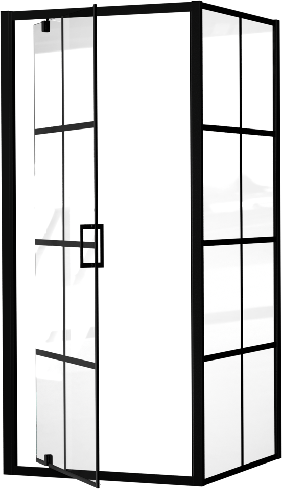 Luca Varess Vidor douchehoek met draaideur en vaste zijwand 90 x 90 cm Square glas mat zwart profiel