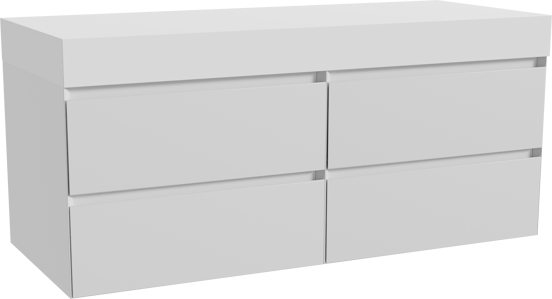 Balmani Mitra meuble salle de bains suspendu 135 x 55 cm blanc mat avec Dominus tablette simple ou double en solid surface blanc mat