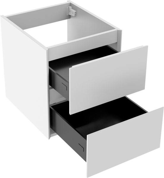Storke Edge meuble sous-vasque suspendu 45 x 52 cm blanc brillant 2 tiroirs