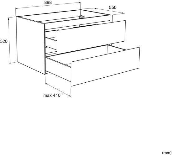 Balmani Mitra meuble sous-lavabo suspendu 90 x 55 cm placage chêne naturel 2 tiroirs