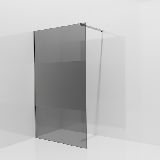 Balmani Modular douche à l'italienne: 120 x 200 cm, Verre fumé avec bande matte, avec coating, Profil Brushed Inox