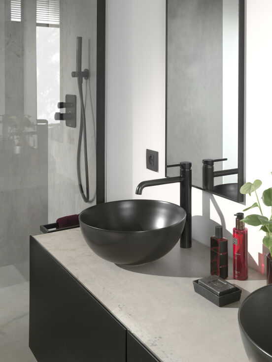 Luca Varess Supra vasque à poser porcelaine noir mat rond Ø 36 cm